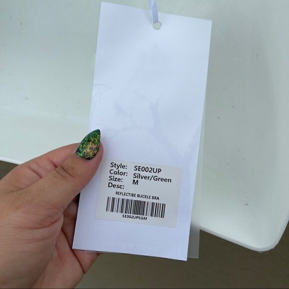 NWT Red night gothic reflective neon buckle bra Sz M costume cosplay EDM RAVE - Picture 6 of 9